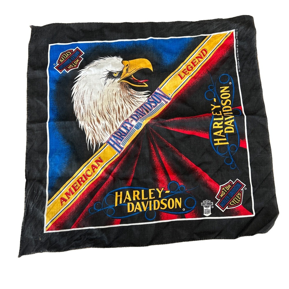 Vintage Harley-Davidson Legend American Eagle Bandana Handkerchief Made In USA